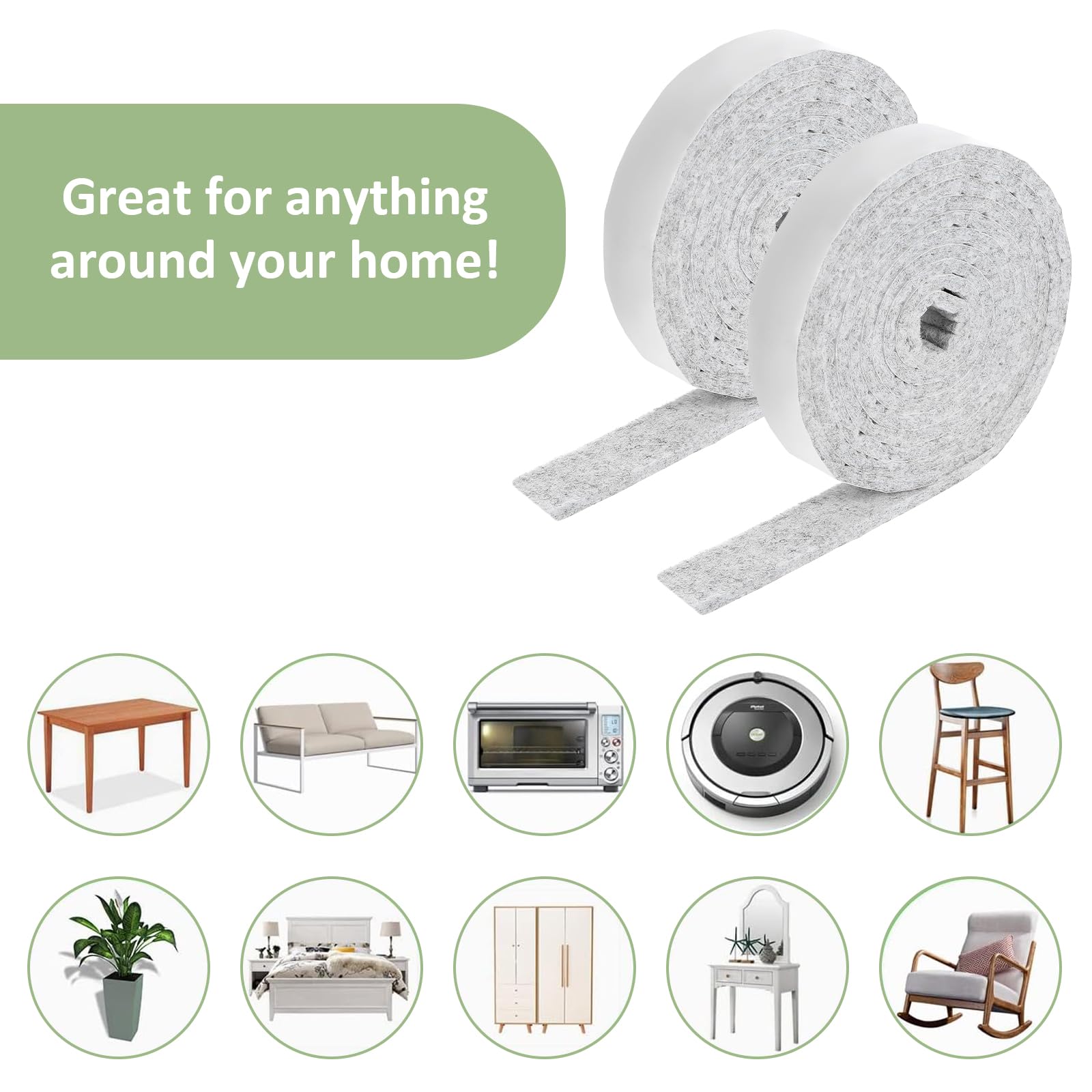 3 Rolls 100cm Self-Stick Heavy Duty Felt Strips Self Adhesive Felt Tapes Polyester Felt Strip Rolls For Protecting Furniture And DIY Adhesive Black