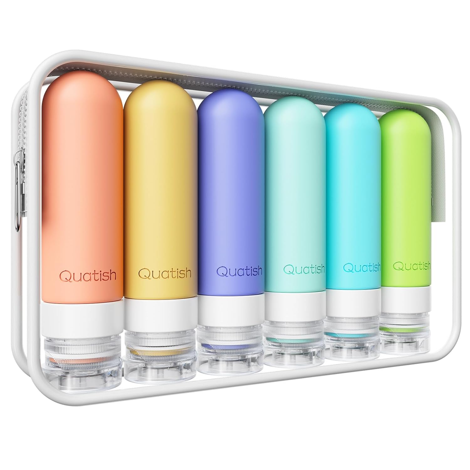 Quatish Travel Bottles for Toiletries 6 Pack, Leakproof 3 oz TSA Approved Containers, BPA Free Silicone