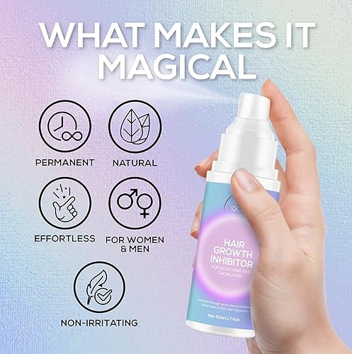 Miniatura 6 de Inhibidor del cabello 1.7 fl oz mejorado, espray para el crecimiento del cabello, inhibidor de depilación no irritante para cuerpo y cara, brazo,