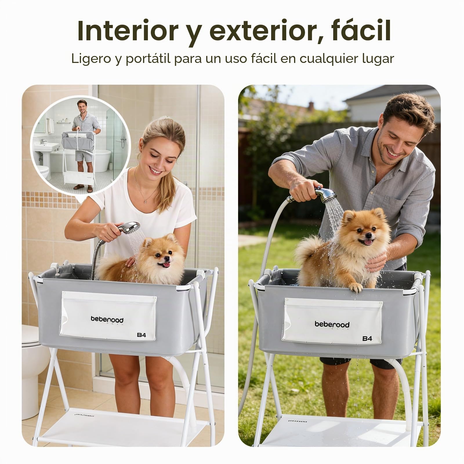 beberoad Bañera elevada para perros y mascotas, estación de lavado para aseo, plegable, portátil, para perros pequeños, gatos, mascotas, interior y exterior (grande)