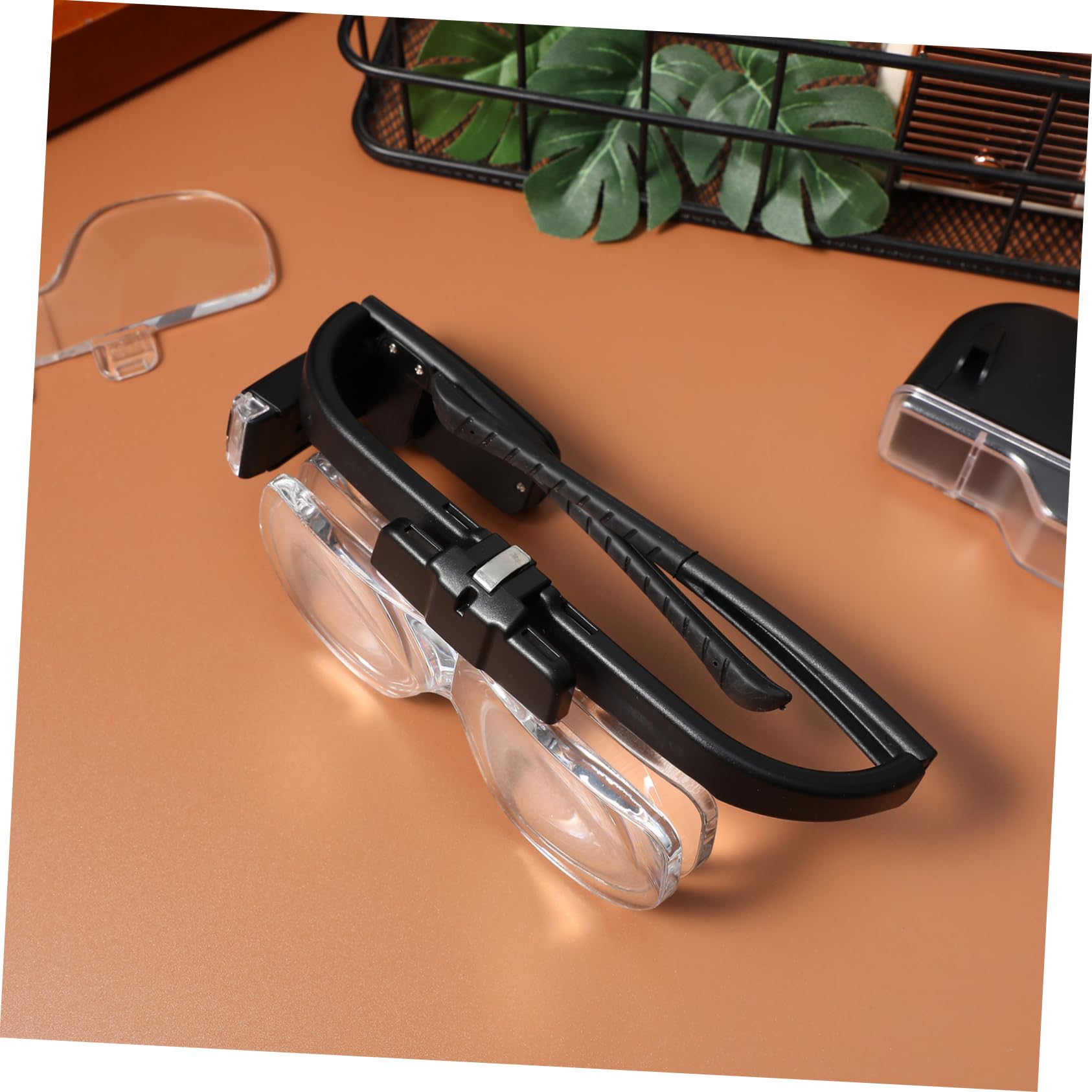 Lupenbrille mit Licht, USB Aufladbar, Schwarz, Abs Acryl, Freihändig