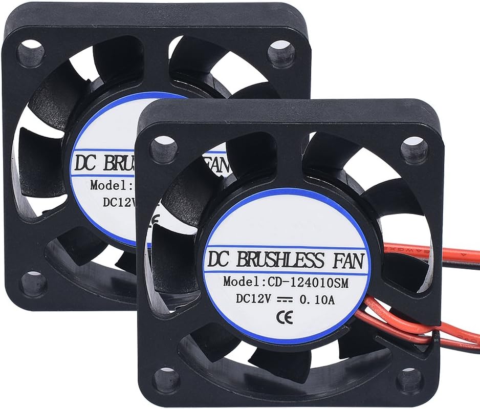 PoPprint 40x40x10mm DC 12V 2 Pin Cooling Blower Brushless Mini Fan for 3D Printer (Pack of 2pcs) (40 * 40 * 10mm)