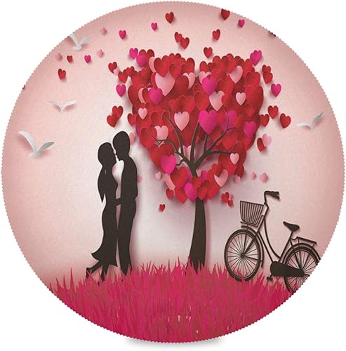 Mantel redondo esmaltado para el día de San Valentín resistente a la decoloración antiencogimiento lavable para interiores o exteriores y en