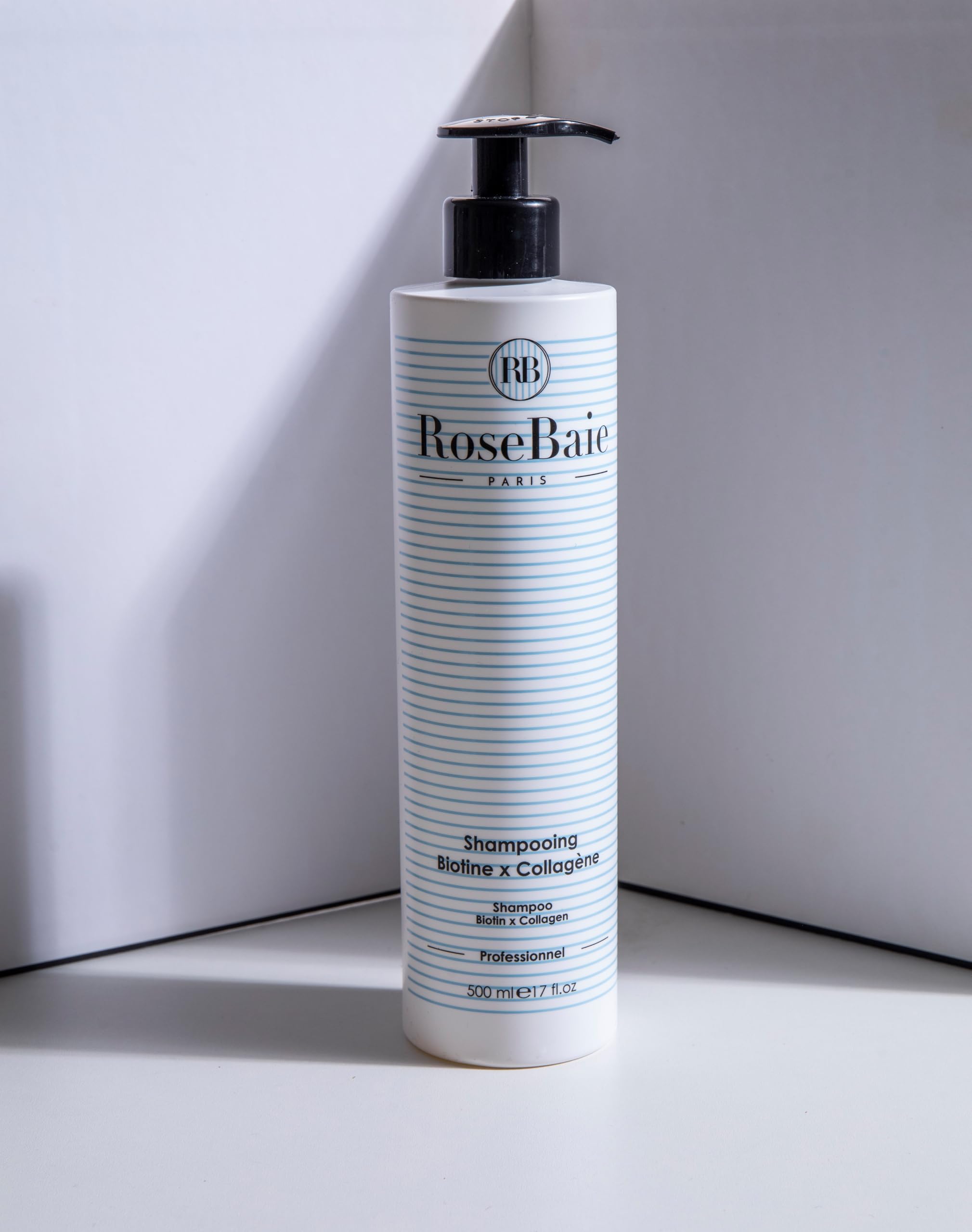 ROSEBAIE | Duo Shampoing Pousse et Antichute | Biotine Collagène et Ricin | Stimule la Microcirculation | BROSSE MASSANTE OFFERTE | Sans Sulfate | Efficacité Prouvée | Format Économique | 2x 500ml