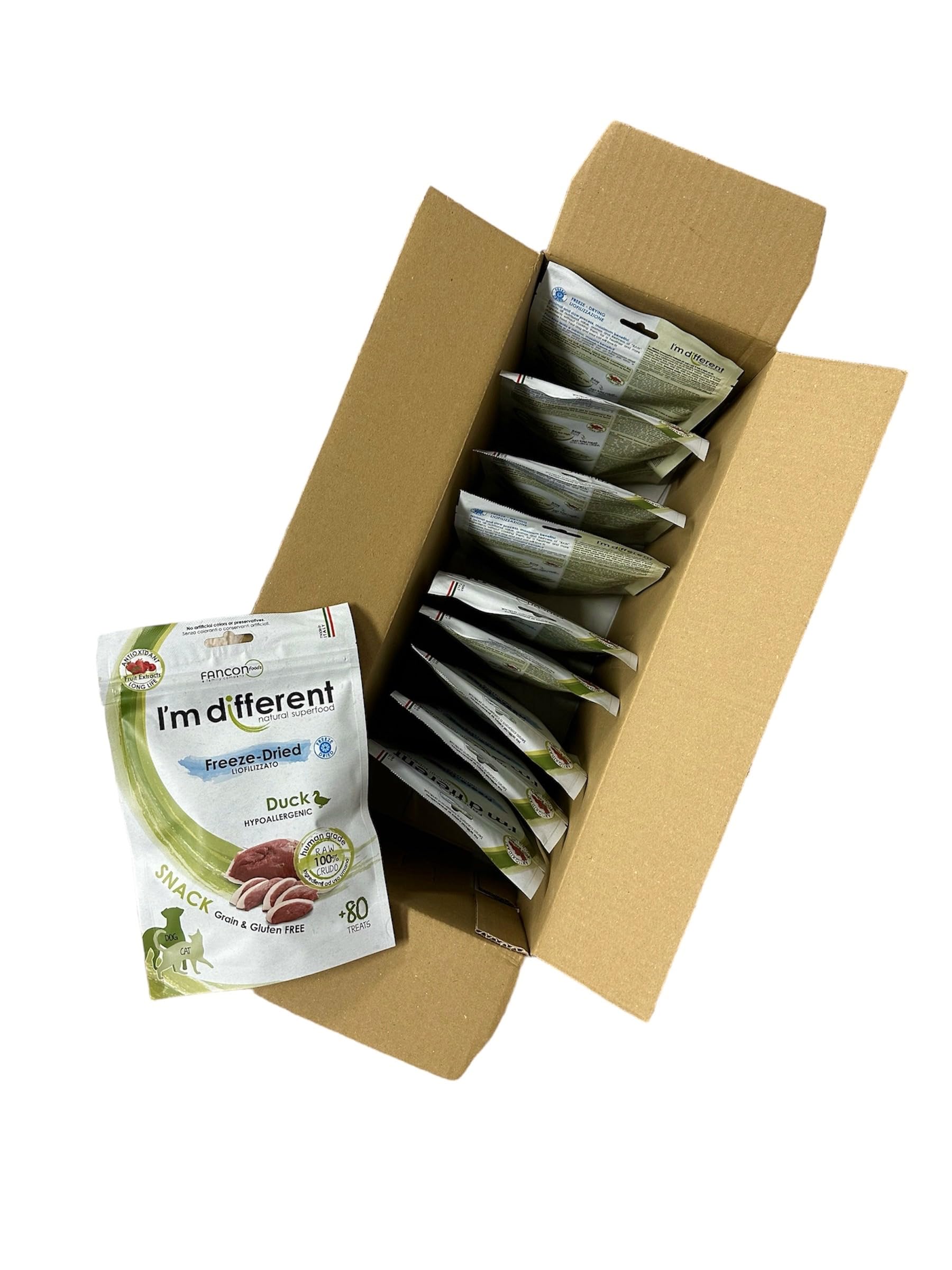 I'm different, snack liofilizzato monoproteico, Anatra 10x40g