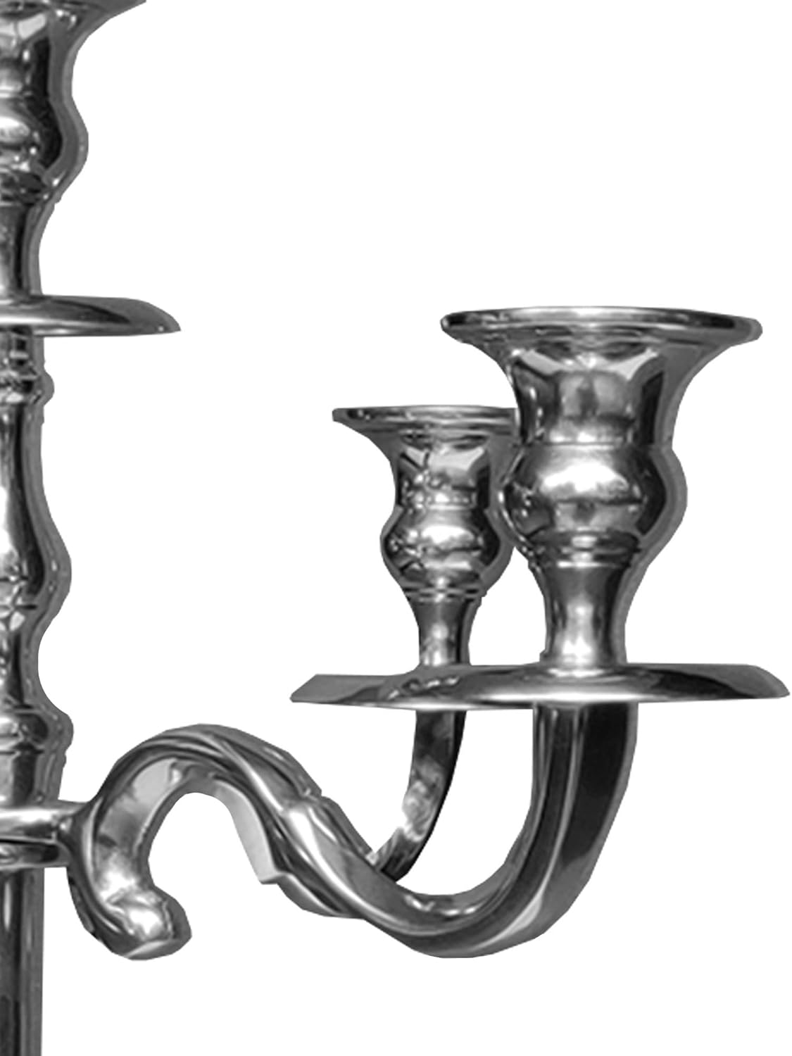 Benjara 24 Inches Handcrafted 5 Arms Aluminum Candelabra in Traditional Style, Silver