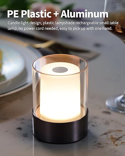 Miniatura 2 de NEWSEE Lámpara de mesa moderna con velas, LED portátil con 3 niveles de brillo, 3000 K, iluminación recargable con pilas, para sala de estar,