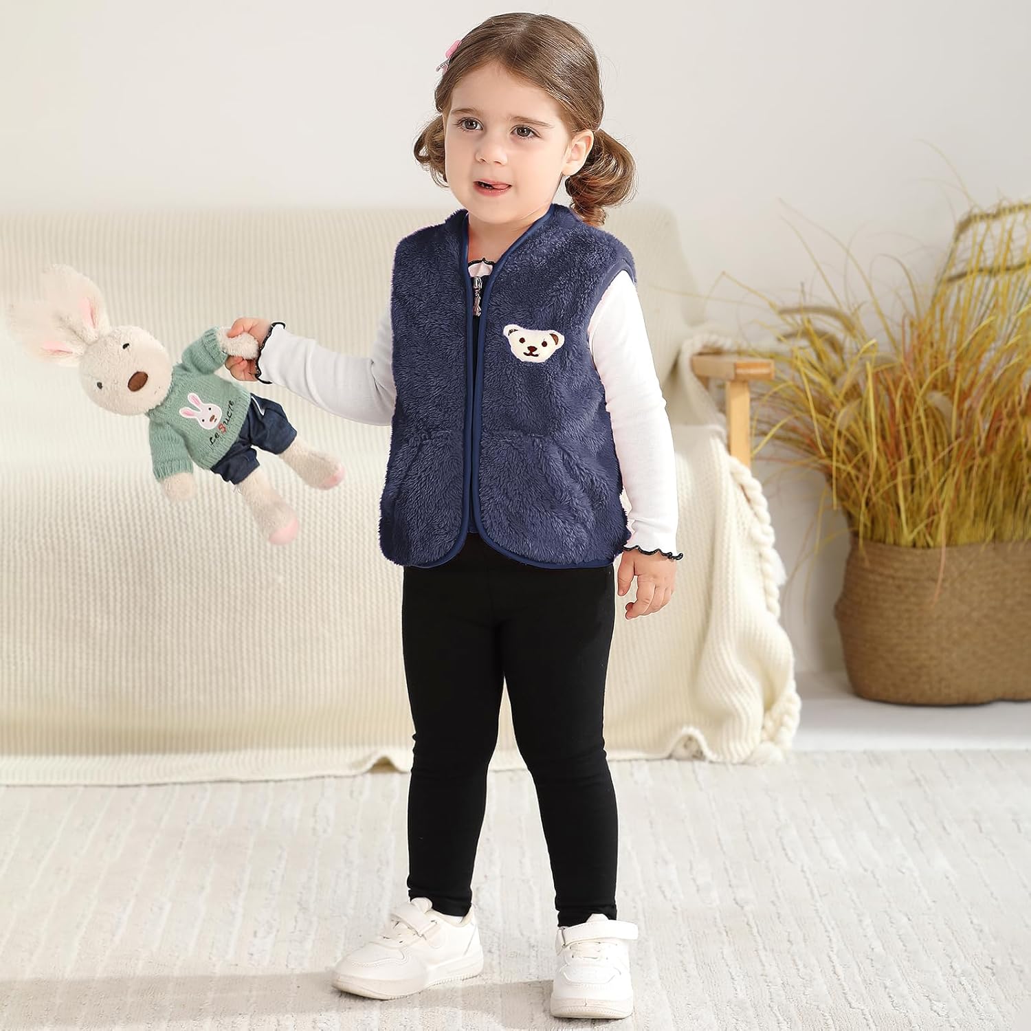 Baby Boys Girls Fleece Vest Zip Up Cute Bear Jackets Fuzzy Fall Winter Warm Clothes Newborn Outwear for Toddler Infant - Image 2