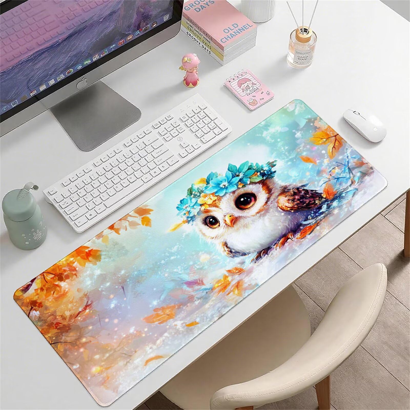 Kolorowa podkładka pod mysz XXL 1400 x 600 x 3 mm ptak pod ręką akcesoria biurowe antypoślizgowa gumowa podstawa i szyte krawędzie podkładka pod mysz dla graczy do dekoracji biura dekoracyjnego