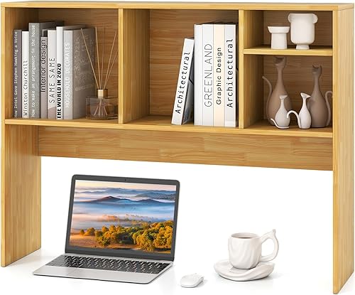 Vista 10 de Tangkula Estantería de escritorio, gabinete de almacenamiento de encimera de 37 pulgadas con 7 cubos y 3 estantes ajustables, organizador