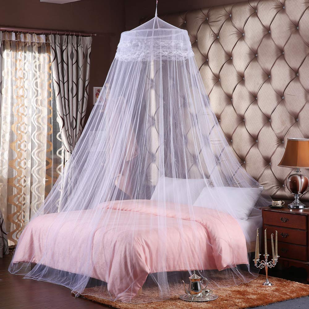 Moustiquaire dôme de lit en dentelle blanche taille universelle haut de gamme