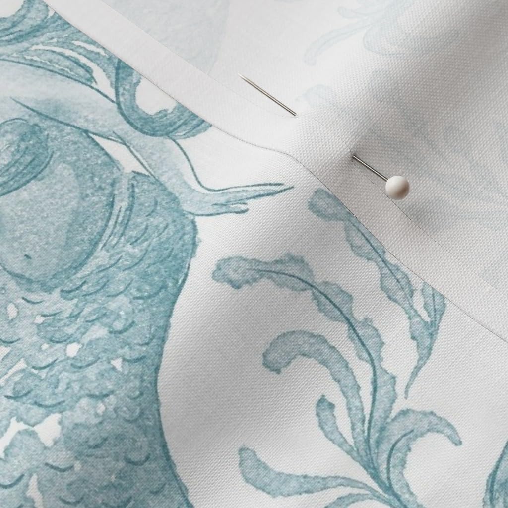 Spoonflower Fabric - Underwater Ocean Nautical Summer Sea Turtles Mermaids Seafoam Coastal Printed on Petal Cotton Fabric Fat Quarter - Sewing Quilting Apparel Crafts Decor