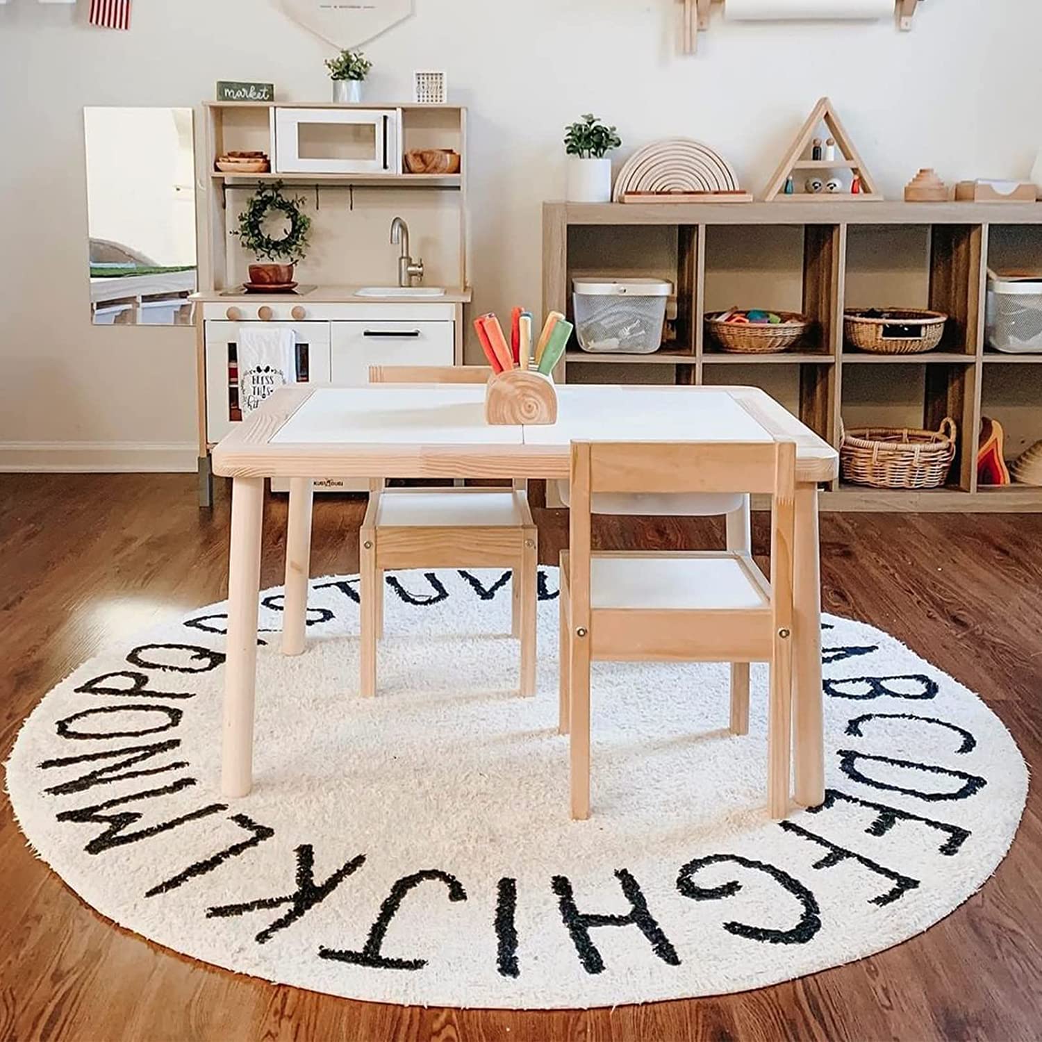 blue page ABC Rug for Kids Room Circle Alphabet Nursery Rug for Baby ...
