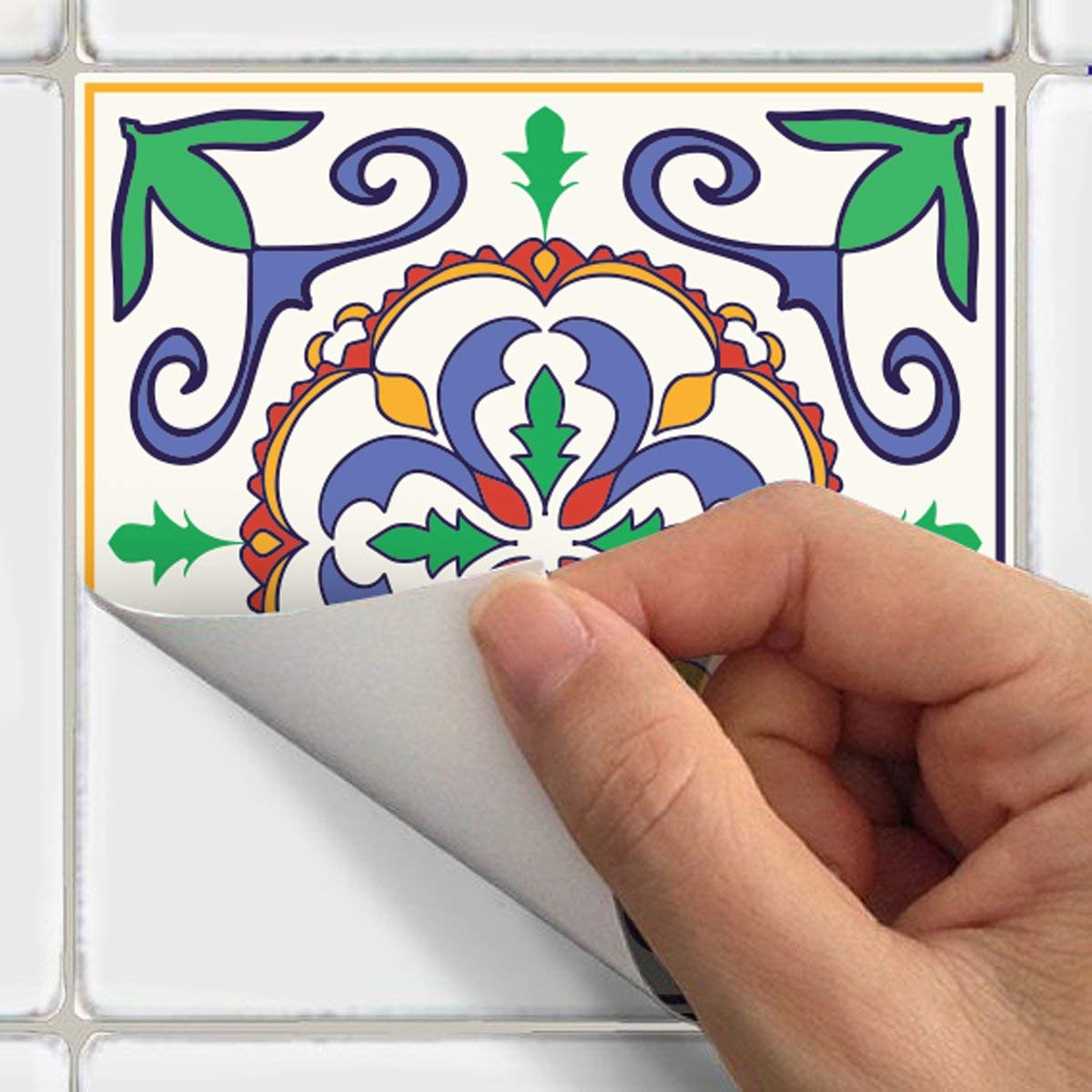 Ambiance Sticker Adesivi Autoadesivi, Decorazioni Murali, Adesivi per Piastrelle per Bagno e Cucina Ornements Chic - 24 Piastrelle Adesive 20 x 20 cm