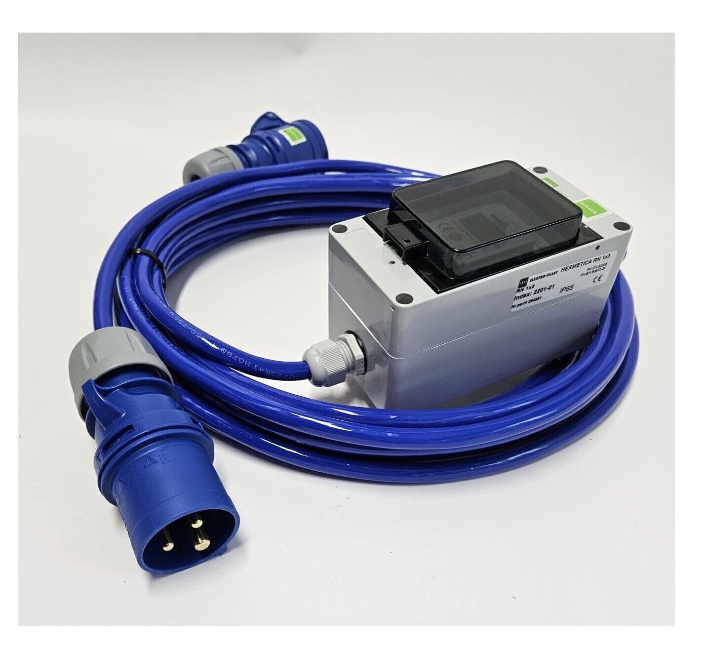 NAKA Zwischenzähler Mobiler Stromzähler Zwischenstecker Stecker Kupplung Kabel 230V 16A Kupfer 2,5 mm² 1 m Blau