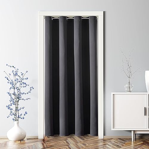 ChrisDowa - Cortinas blackout de privacidad, cortinas con ojales para puerta, dormitorio, armario, con aislamiento térmico, cortina separadora de