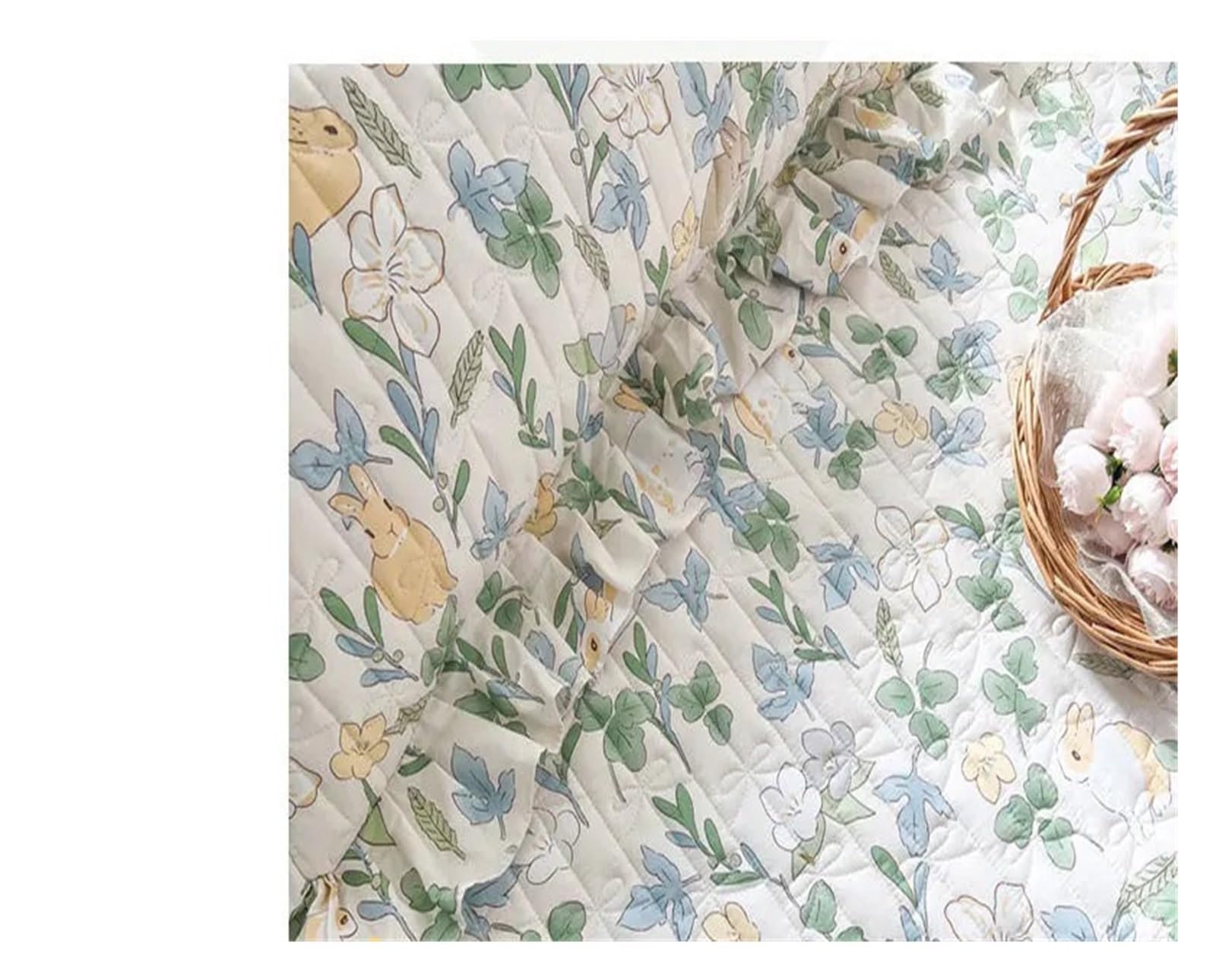 Colchas Acolchadas Colcha acolchada elegante de algodón tamaño King, cubrecamas de 250x270cm, Sábana de cama doble de encaje con volantes de gran tamaño, 2 fundas de almohada Ligera Colcha Cubrecama D