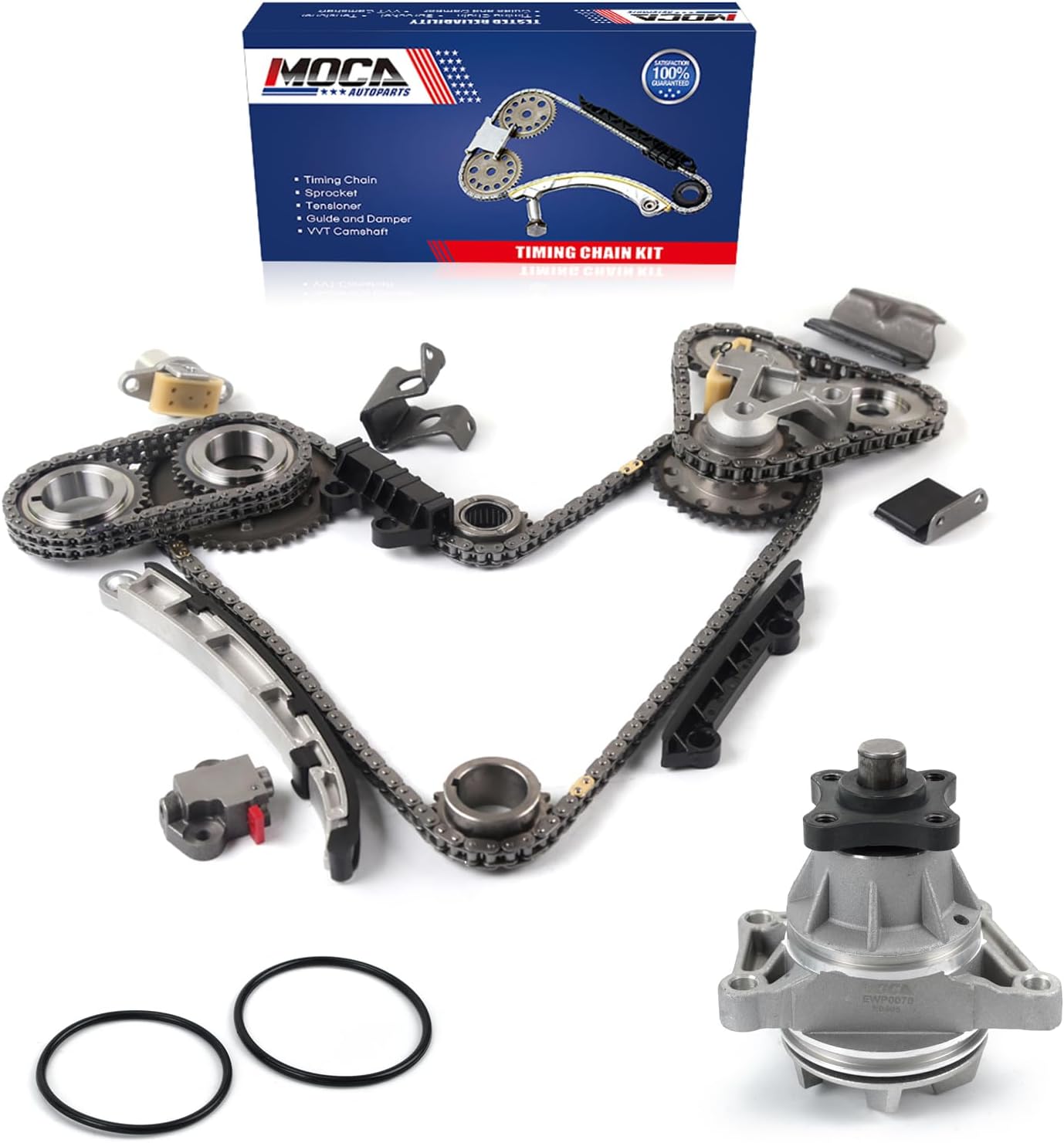 MOCA Timing Chain Kit & Water Pump Fit 2006-2008 for Suzuki Grand Vitara 2.7L 2737CC V6 GAS DOHC Naturally Aspirated