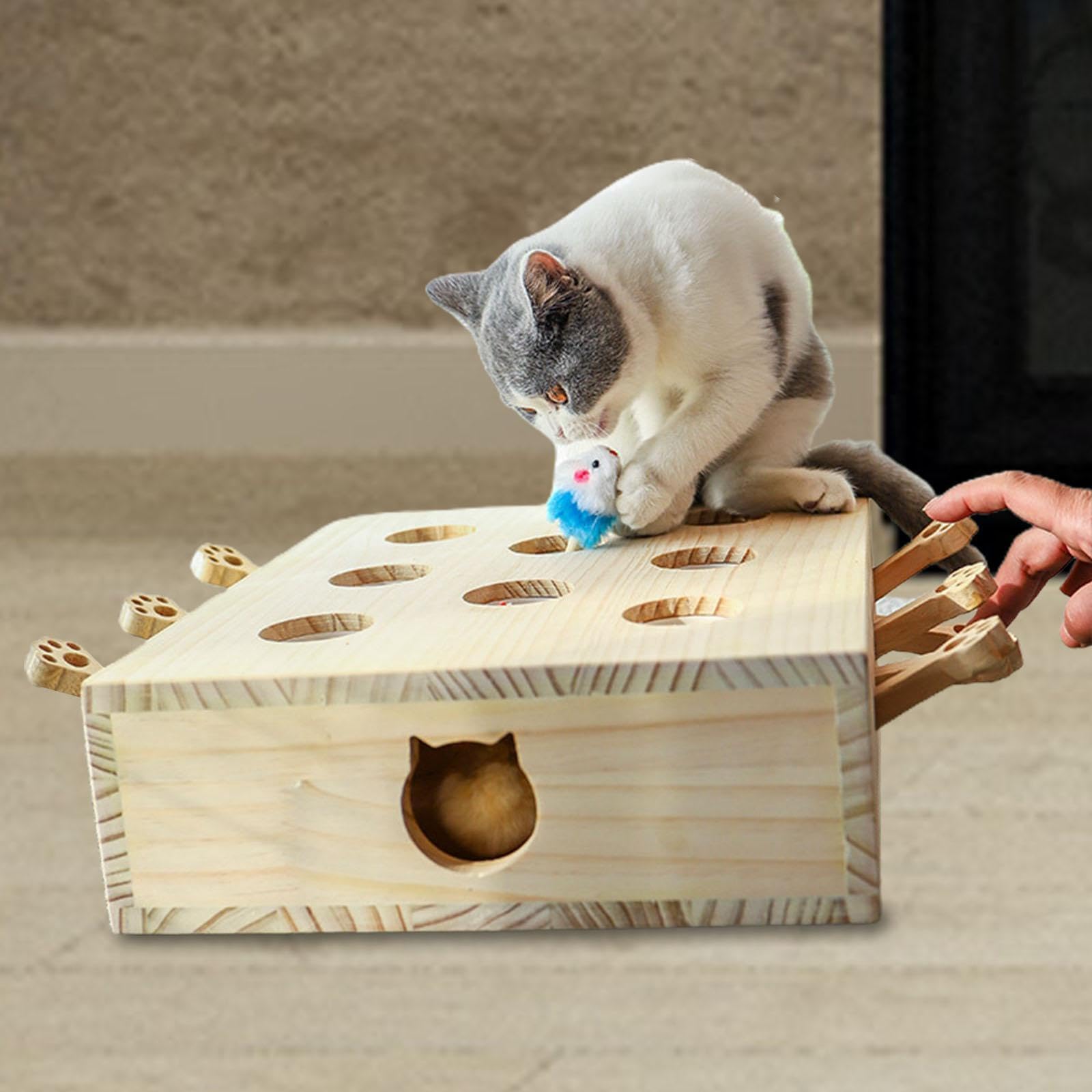 Juguetes interactivos para Mascotas con 8 Agujeros. El Gatito fortalece el vínculo Entre dueños y Amigos felinos, a la Vez Que Proporciona un Divertido Juego de atrapar