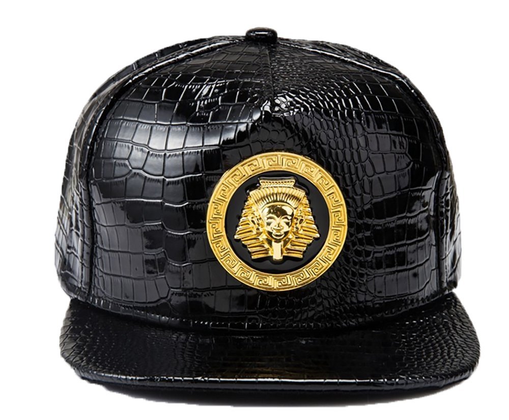 NUKI Adjustable Egypt Pharaohs Snakeskin Print Black Snapback Cap Hat for Men Baseball Cap [Black]