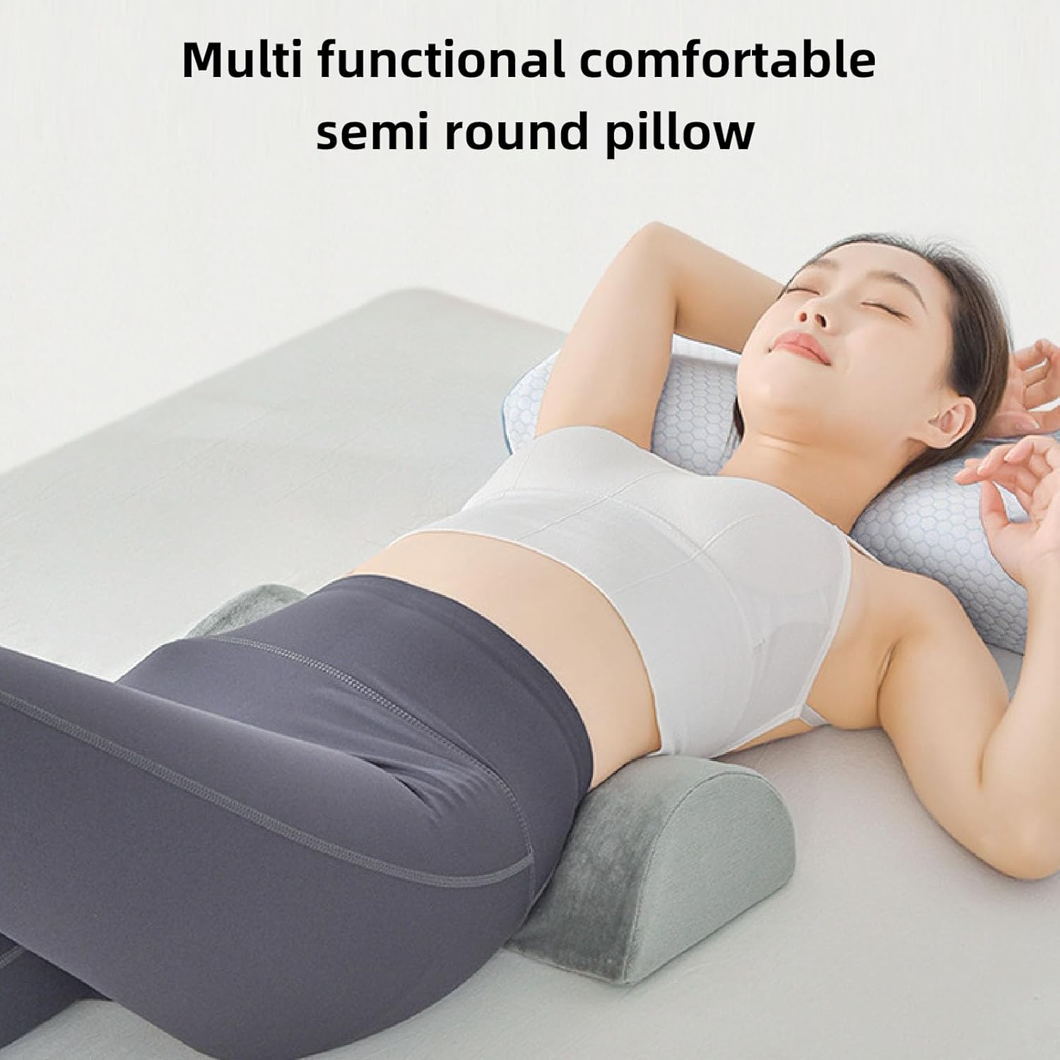 Knee Pillow for Back Sleeping Half Moon Bolster Pillow for Legs High Rebound Memory Foam Semi Circle Ankle and Foot Comfort Machine Washable Cover