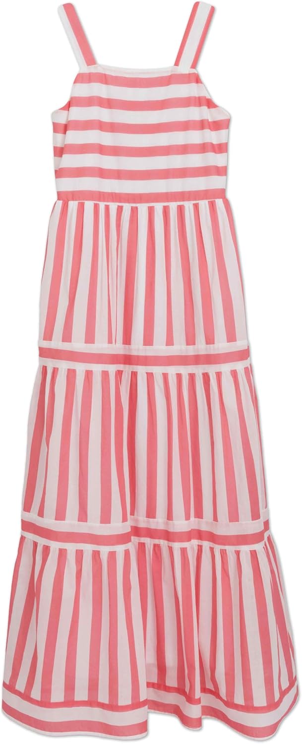 Speechless Girls' 7-16 Sleeveless Striped Cotton Voile Tiered Maxi Dress