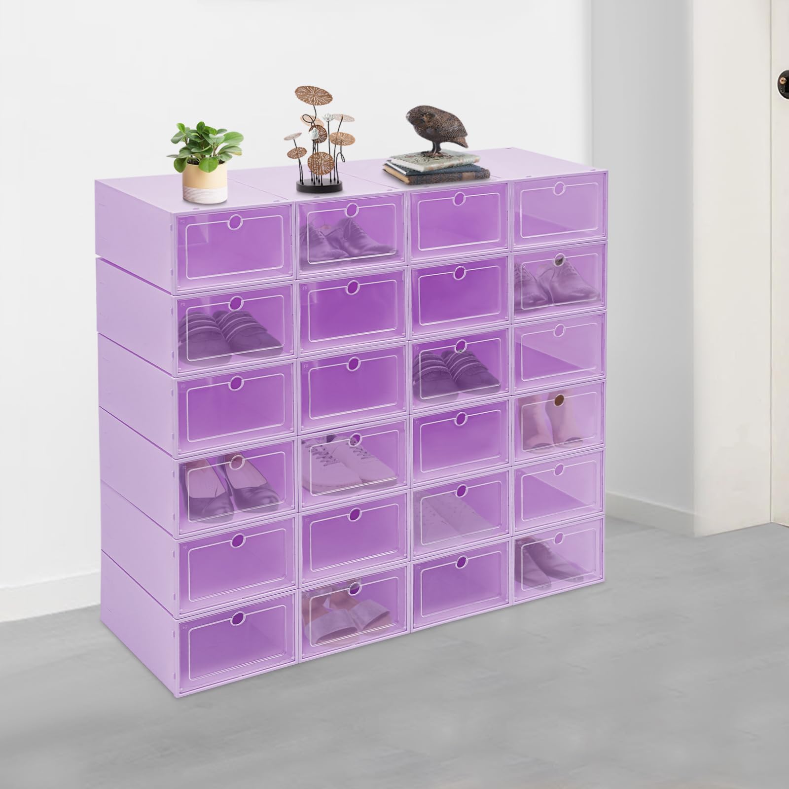 Caja de zapatos apilable 24 piezas PP HIPS transparente para el hogar