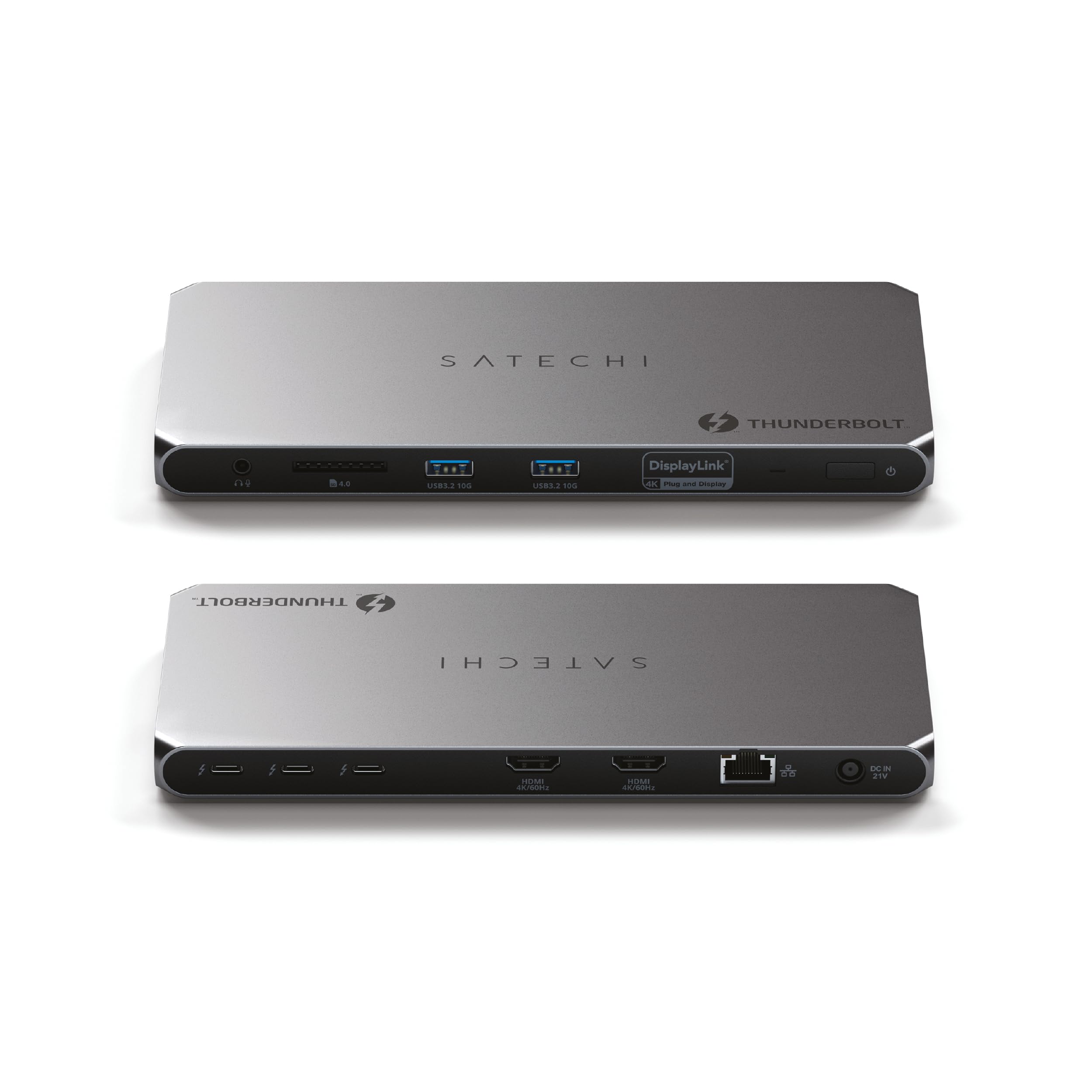 SATECHI Docking Station 12 in 1 Thunderbolt 4 con 3 Porte a 40 Gbps, PD 96 W, 2x HDMI 4K@60Hz, 2x USB-A a 10 Gbps, Ethernet, Lettore SD, per MacBook, Laptop, PC (Richiede Software DisplayLink)