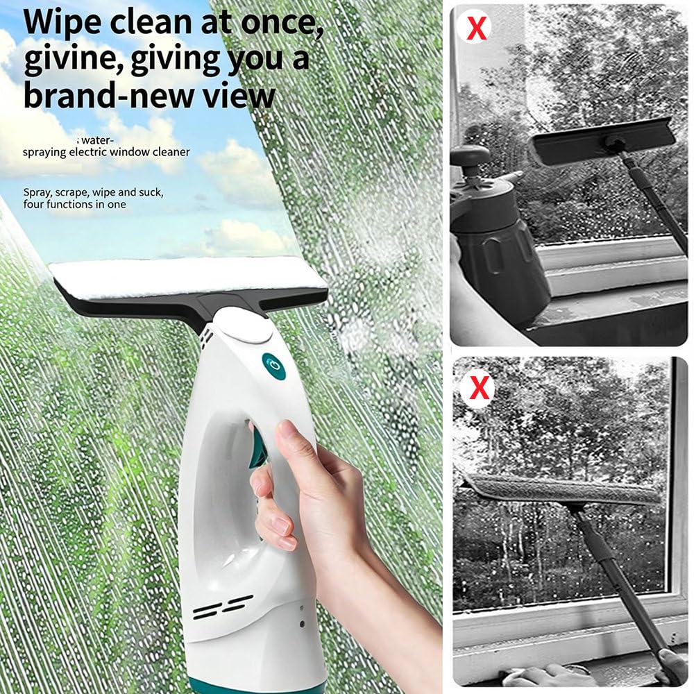 Aspirapolvere E Tergivetro Senza Fili, Tergivetro Manuale, Strumento Portatile per La Pulizia dei Vetri, Forte Aspirazione, Avvio con Un Clic per Doccia, Vetro, Specchio, Portiera Dell'Auto