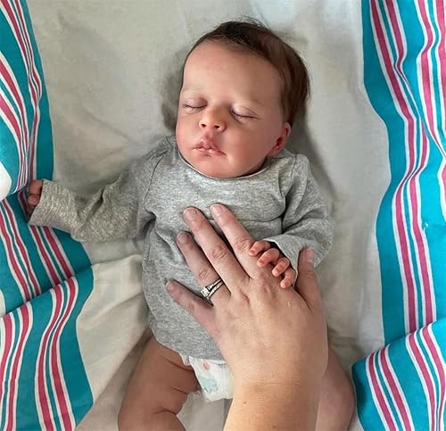 Muñecas de bebé recién nacidas realistas de 20 pulgadas, bebé recién nacido recién nacido de la vida real que se ve real, cuerpo de tela suave, pelo
