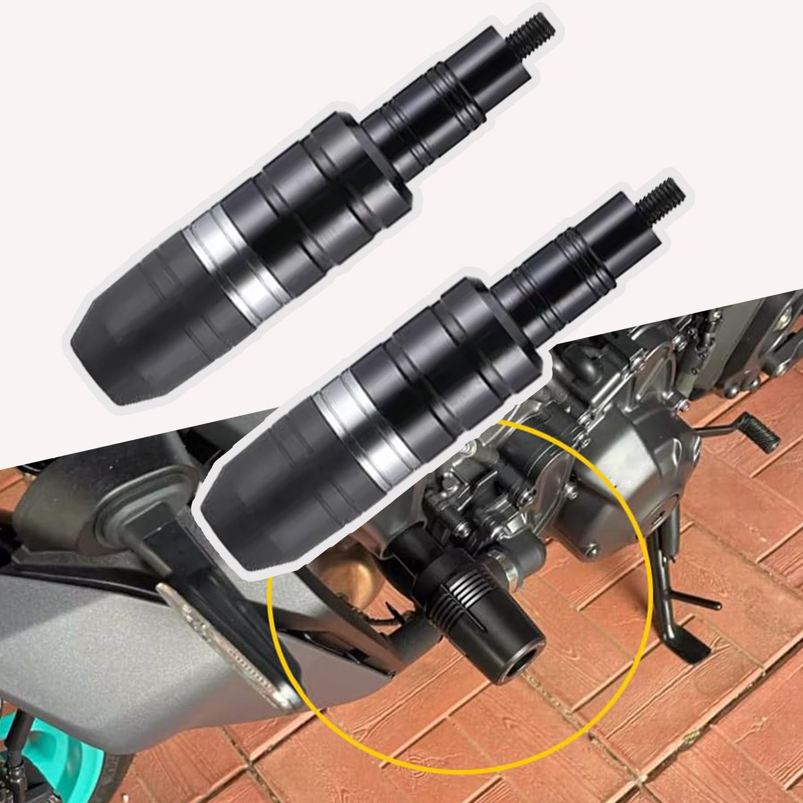 2 Pcs Motorcycle Falling Sliders for Kawasaki Vulcan 1700 Nomad/Voyager 2009-2025, Crash Pads Exhaust Slider Crash Guard Drop Ball Frame Protector,Silver