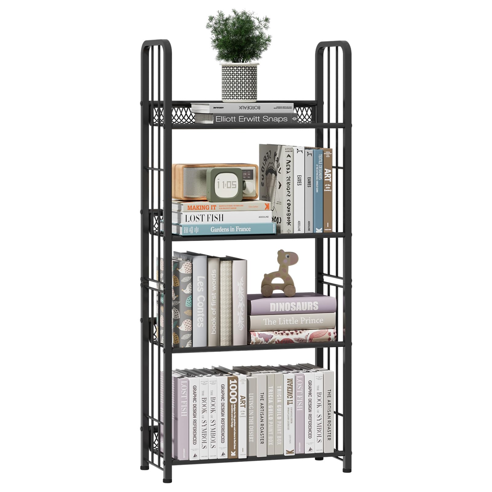 Azheruol Bücherregal 5 Etagen – 50 Cm Breit, Weiß | Aus Stahl, Mit Netzschichten, Platzsparend