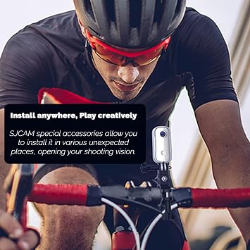 SJCAM C100 Plus Action Camera in White with 4K Video, EIS Stabilization, and Audio Recording, Bundle Including: 64GB Micro SD Card, 50-in-1 Action Kit, Card Reader, Card Wallet, and Micro USB Cable