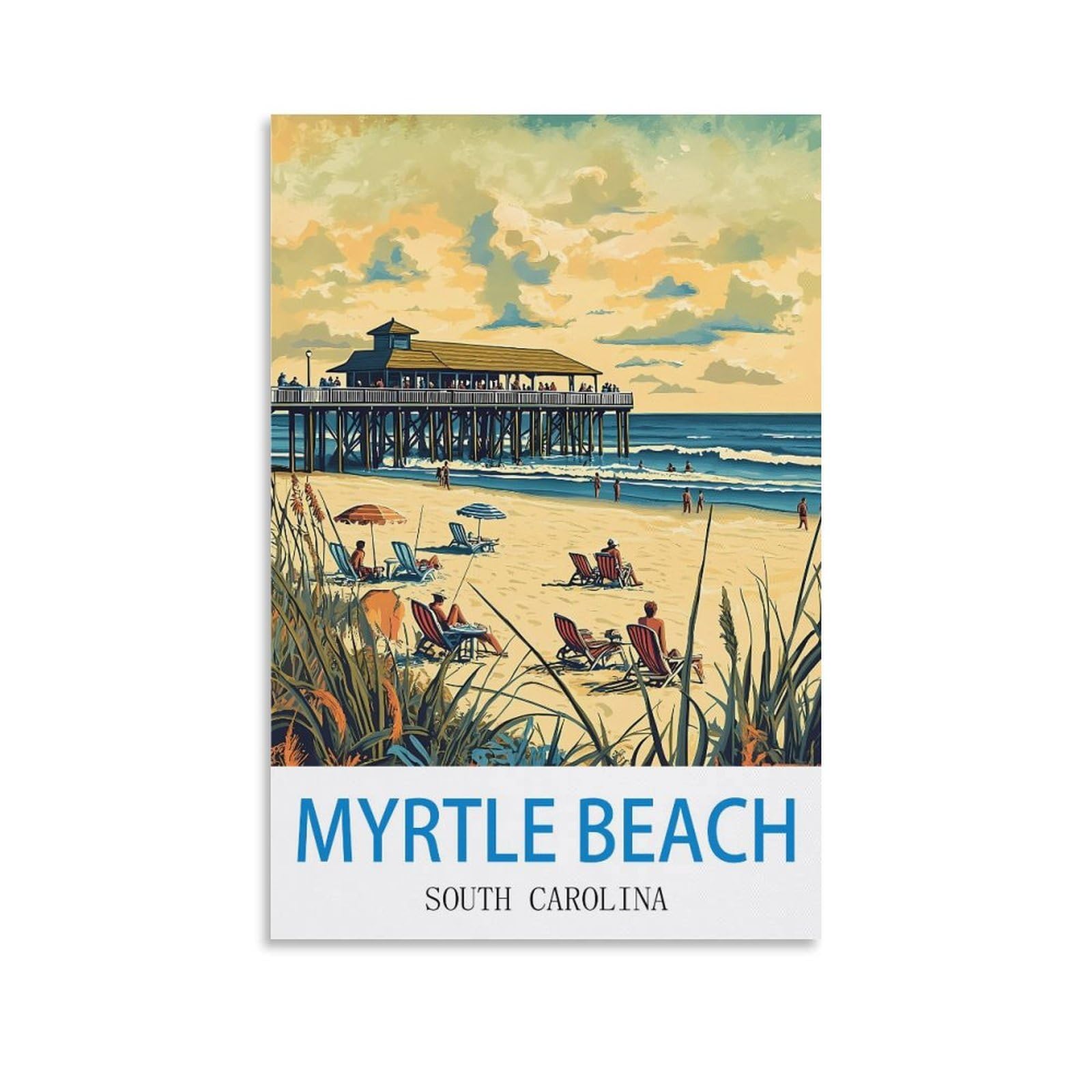 EZMLFA DIY Diamond Painting,Myrtle Beach South Carolina 5D Landscape Diamond Painting Kits for Adult, Gem Art Crystal Art Kits for Adults, for Home Wall 40x40cm