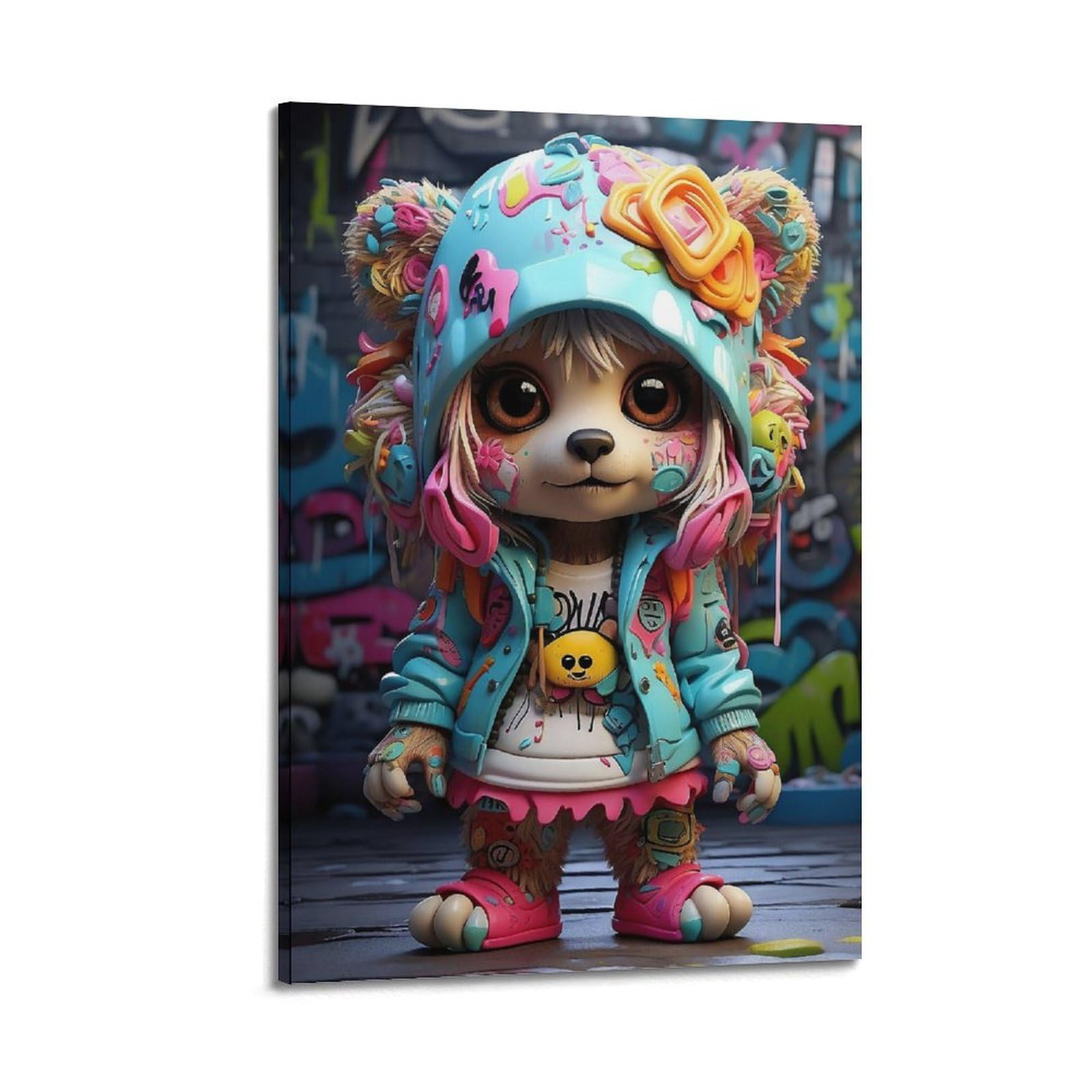 GJDYMX Poster su tela, motivo: animali, stile hip-hop e malvagi, poster decorativo da parete su tela, poster decorativo moderno, per camera da letto, 50 x 75 cm
