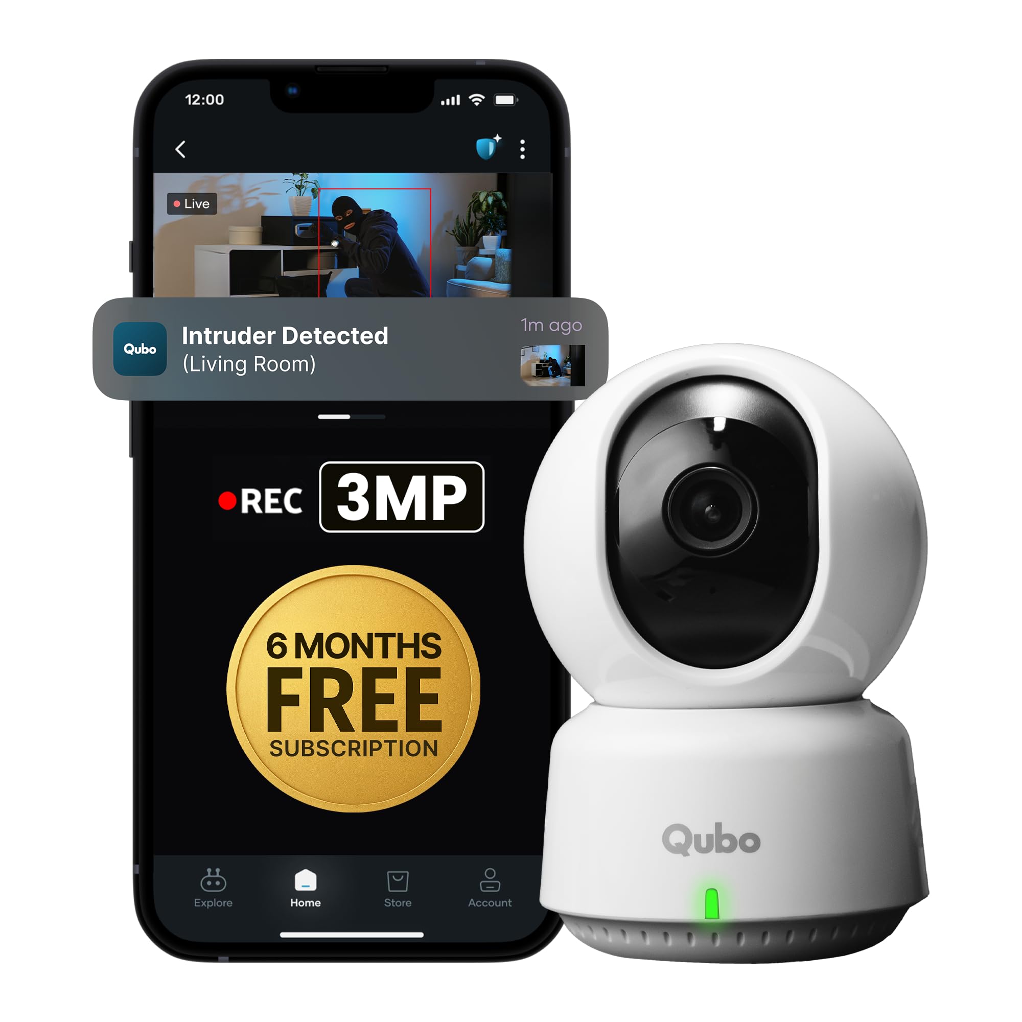 Qubo Smart 360° 3MP [2K] Wi-Fi Security Camera | Indoor CCTV Cam for Home | AI Person Detection | Automatic Alarm | App Alerts | NightPulse Vision | SD & Cloud Storage (Free 3-Month Subscription)-picture-17