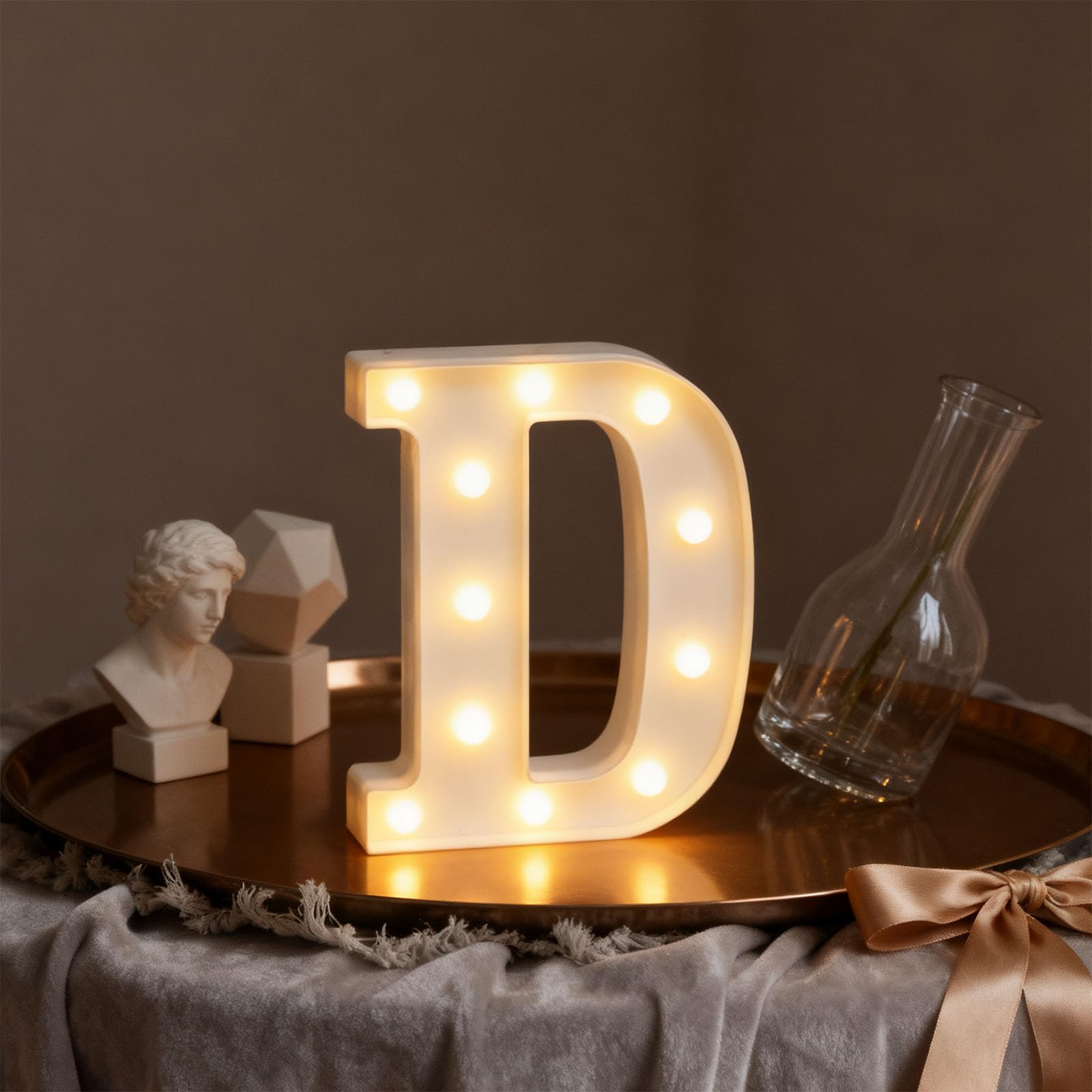 Letter D Sign Lights Battery Powered Decoration Table Lamp Warm White LED Night Light for Birthday Gifts,Dance Parties, Photography Background Props(Letter D) 6.58"*8.86"*1.63" — image 1