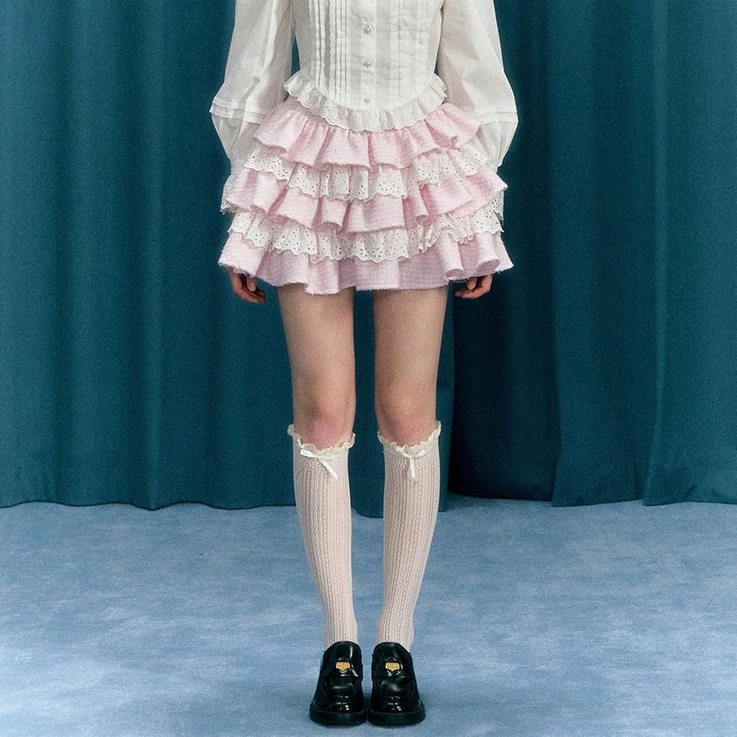 Lolita Kawaii Skirt Women Teen Girl Sweet Cute Ruffle Layered Mini Skirt Y2K High Waist Lace Cake Skirts - Image 2