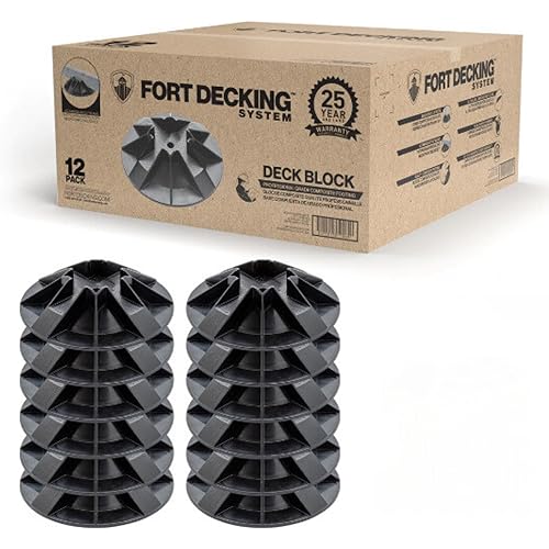 Fort Decking 12-Inch Deck Blocks for Posts, Fits 4x4, 2x4, 2x6 2x8 and 2x10 Joists and Beams, Pack of 12, Black