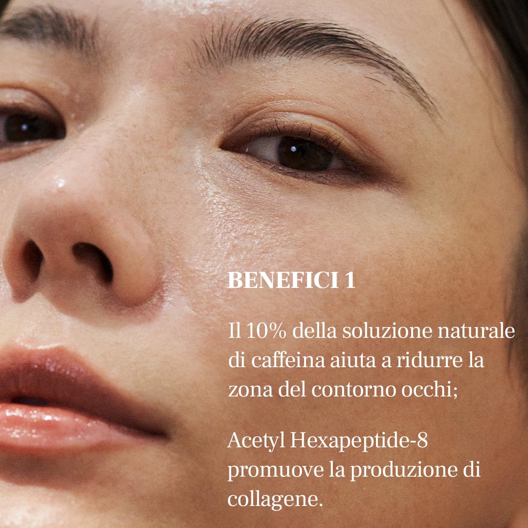 VILLAGE 11 FACTORY Siero occhi alla caffeina (10 ml) soluzione di caffeina 10%, esapeptide-8, niacinamide, trattamento elasticizzante, antirughe, occhiaie Hydro Boost Caffeine Eye Serum
