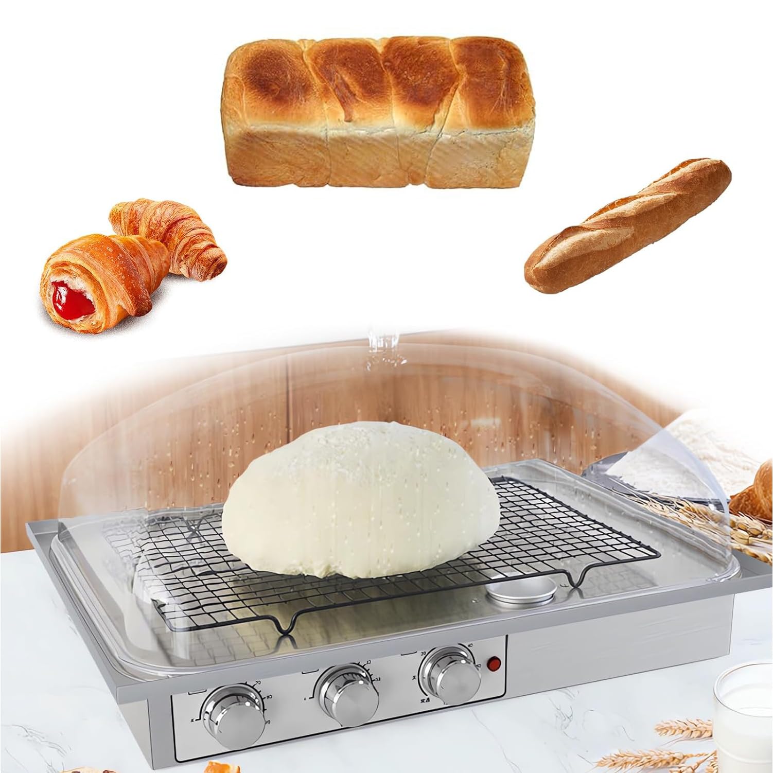 Maszyna do fermentacji chleba z timerem i podgrzewaczem, odporna na temperaturę ciasta do pizzy i chleba