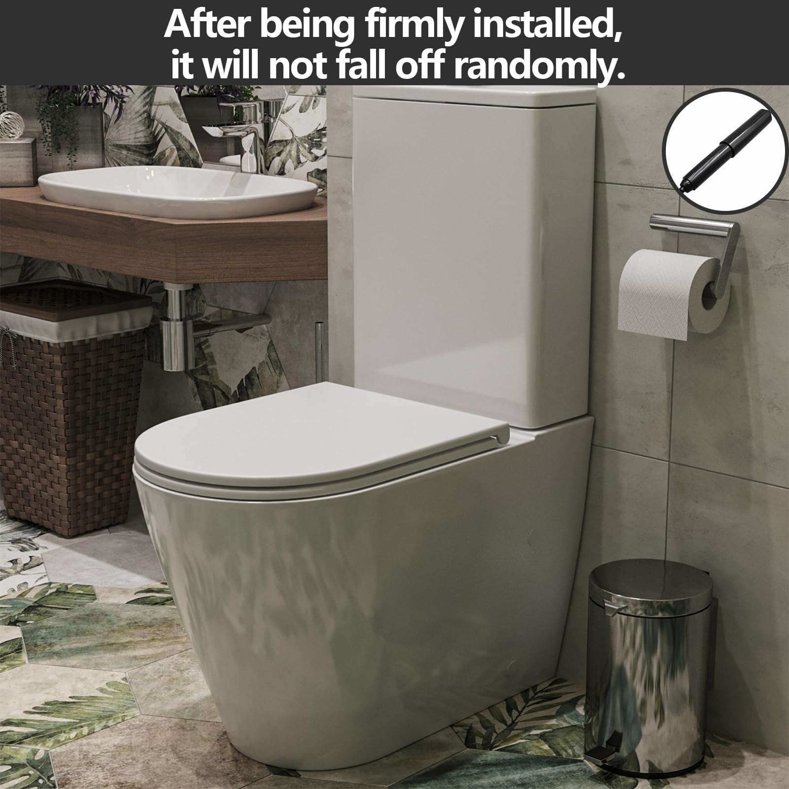 2 Toilettenrollenhalter-Einsätze – Federbelastet, Kunststoff, Schwarz – Für Breite 4,2–6,3 Zoll, Einfache Montage