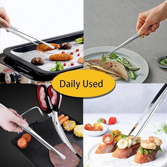 Barbecue Tong Tweezers stainless steel barbecue chef curling iron, professional kitchen tweezers, long handle food tweezers, multifunctional barbecue tweezers, barbecue tongs 30 cm