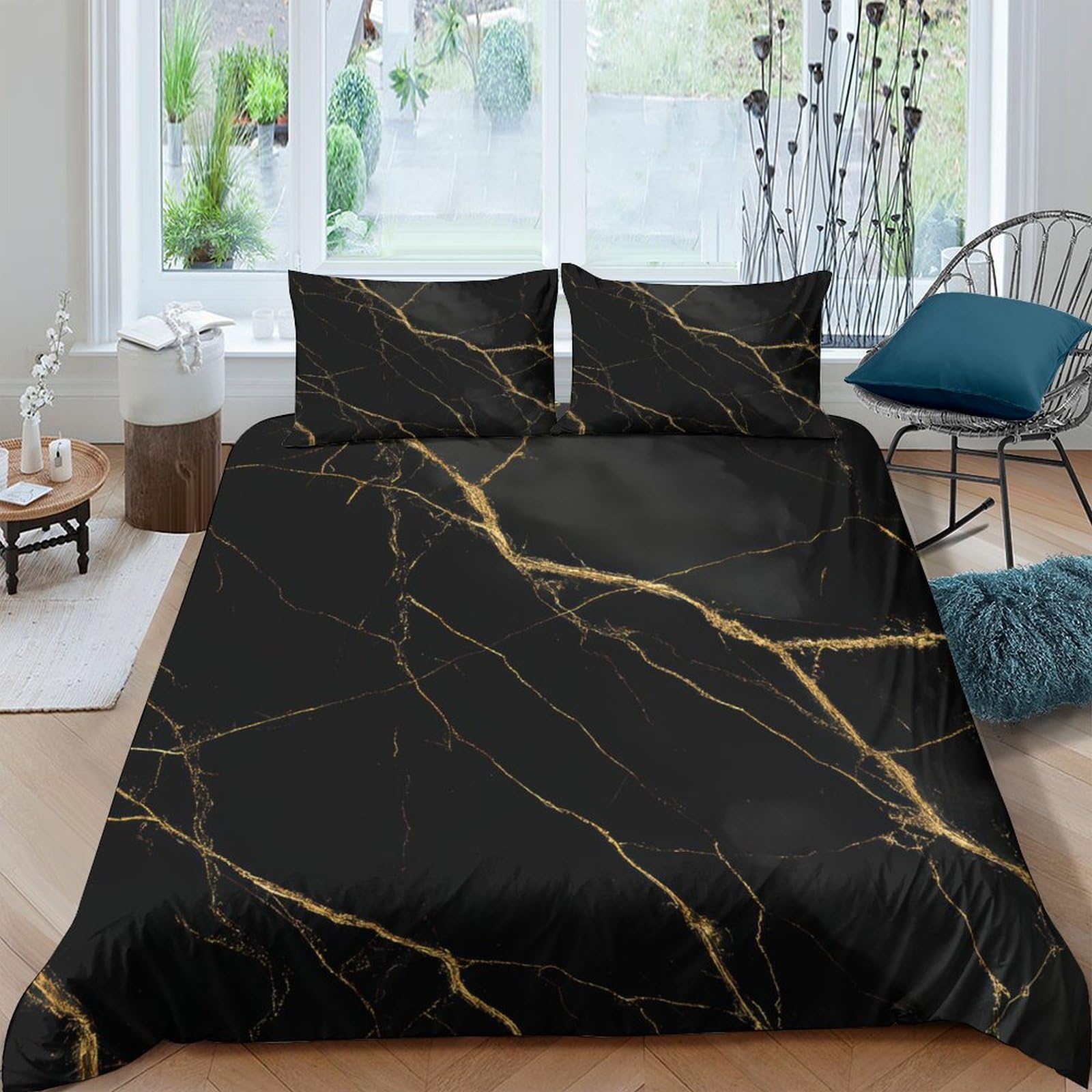 3D Printed Marble Quilt Cover, Microfiber Duvet Cover Hidden Zipper for