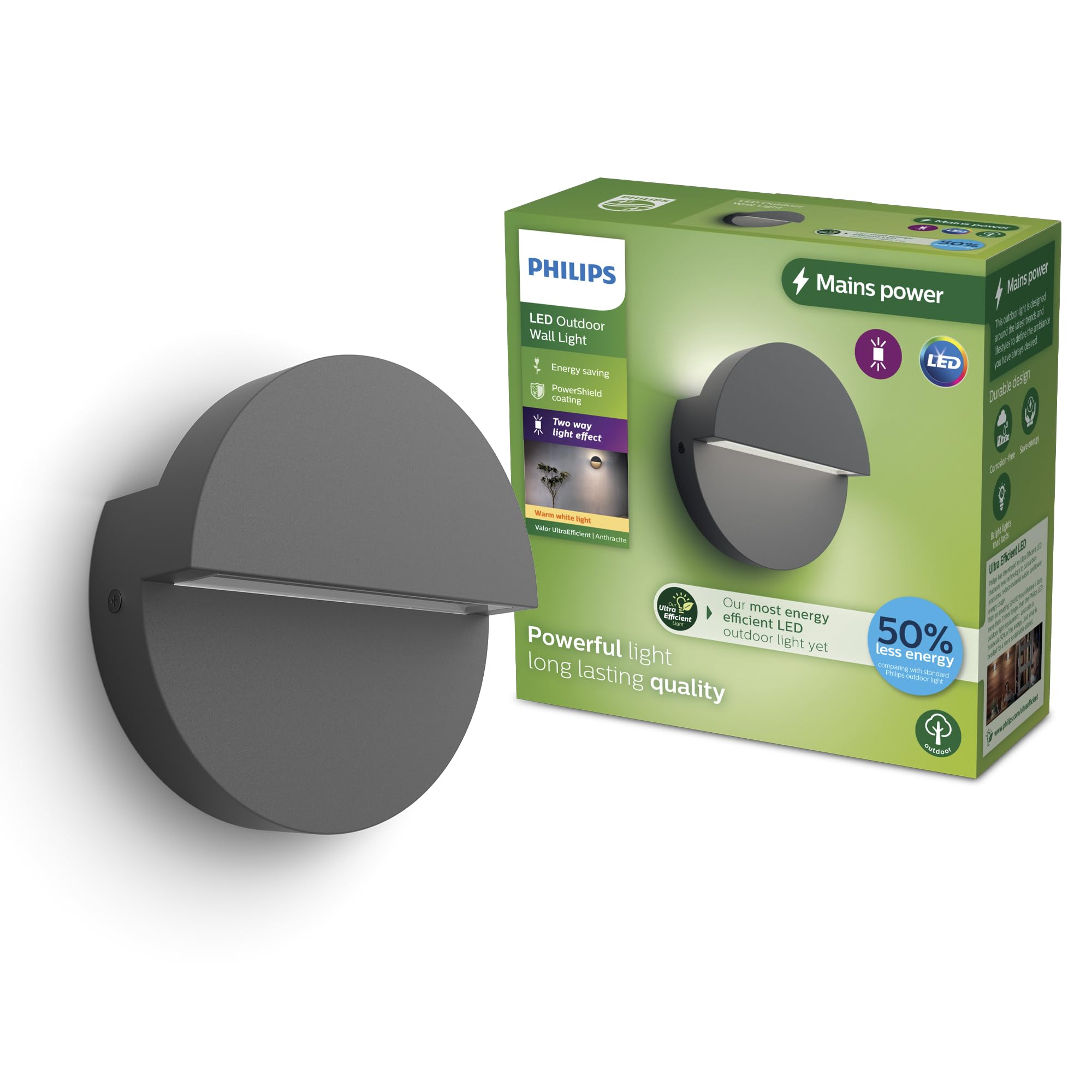 Philips Valor UltraEfficient Outdoor Wall Light 2700K 800lm Anthracite​