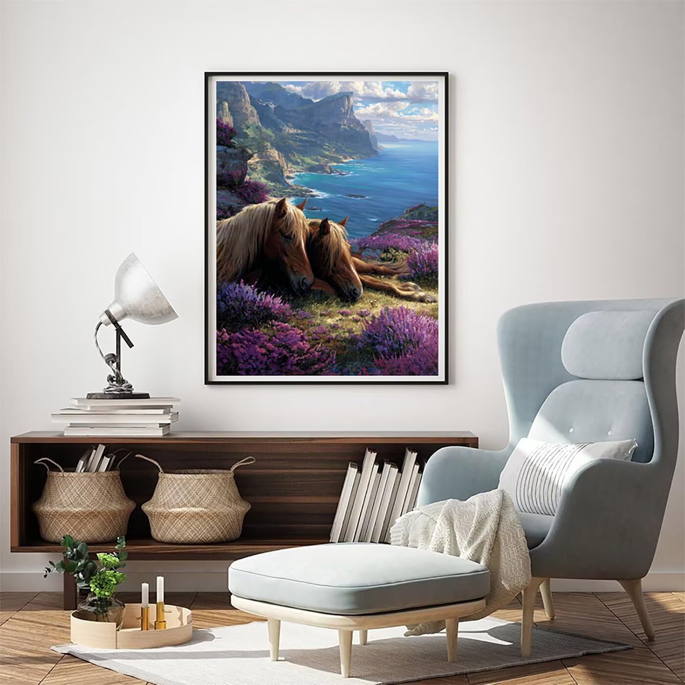 Tier Landschaft Malen Nach Zahlen Erwachsene, Paint by Numbers Adult Anfänger Kreativ Set für, Heimwerk Malen Nach Zahlen Kinder, Pinsel und 36 Acrylfarbe Als, für Deko Wohnzimmer 60 x 80 cm BJHWK112