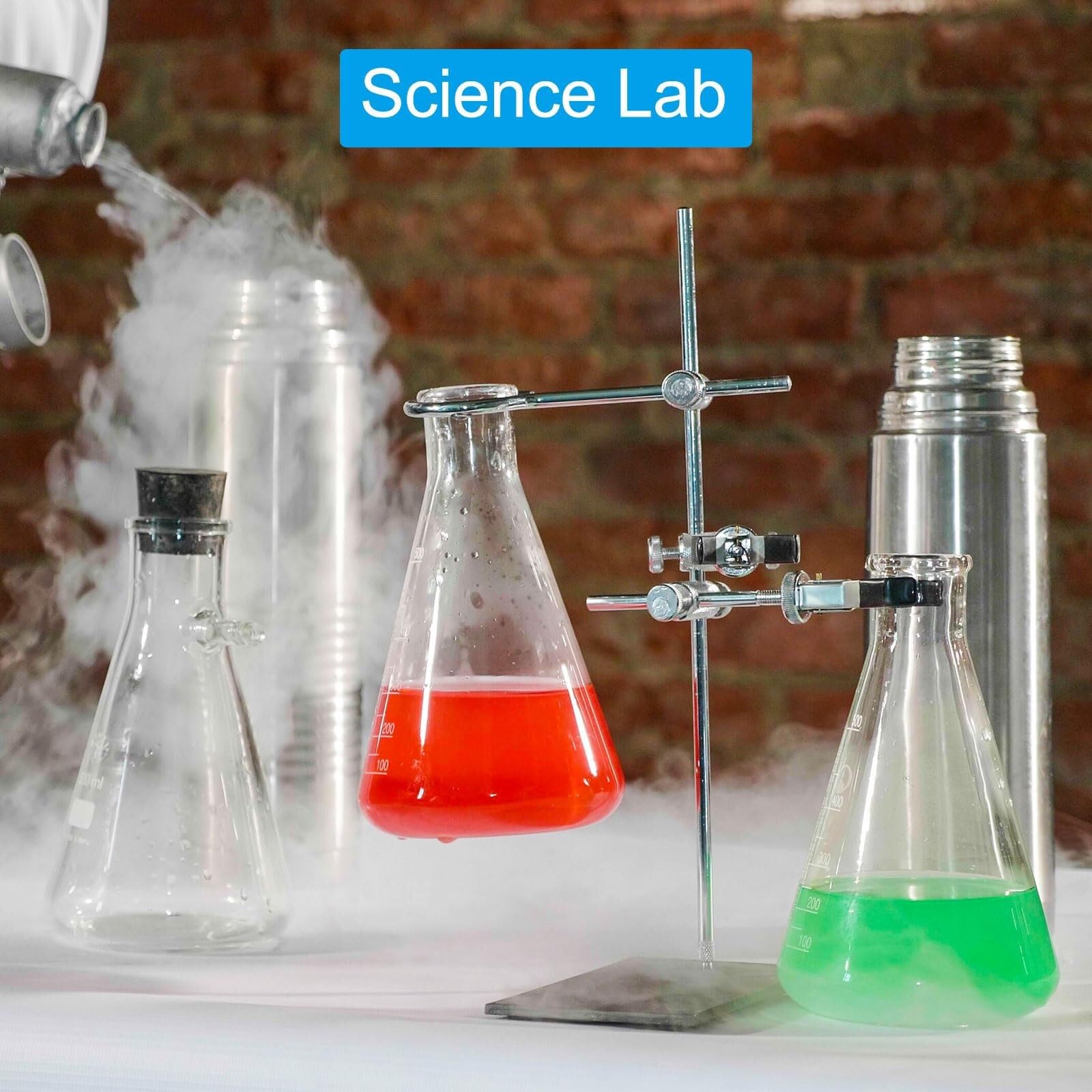 Matraz de Erlenmeyer 500ml, de Vidrio Borosilicato con Boca Estrecha y Tapón de Roscar para Laboratorio(CC,1000ml/33.8oz)
