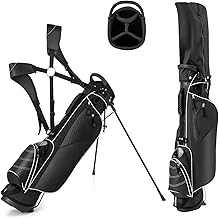 LIFEZEAL Golf Bag, Portable Golf Club Bag with 4-Way Dividers, Golf Stand Bag with Adjustable Shoulder Straps, Lightweight Stand Bag for Men & Women, Black