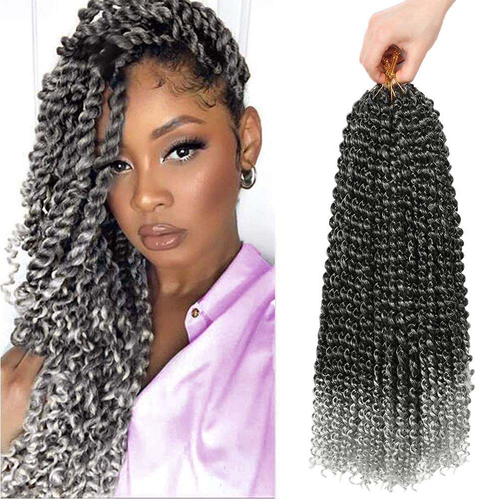 Passion Twist Hair 18 Inch Water Wave Passion Twist Crochet Hair Synthetic Braids for 6 Packs Passion Twist Crochet Braiding Hair Goddess Locs Long