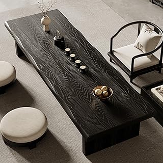 Solid Wood Japanese Low Floor Table Meditation Floor Sitting Altar Table for Living/Tea/Reception Room(Black,39.3x19.6x13.7in)